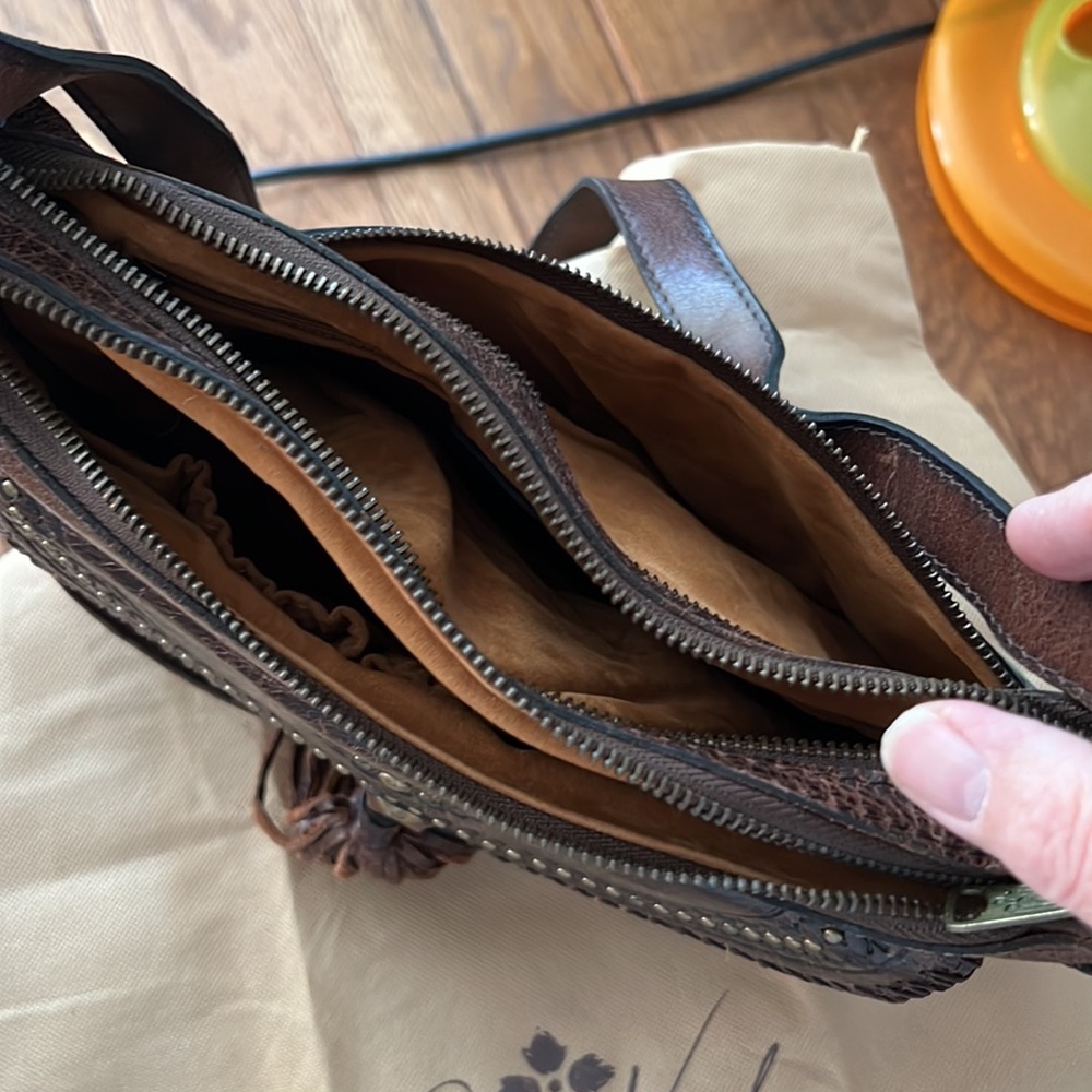 Patricia Nash, Dark Brown Leather Tassel Purse Gem